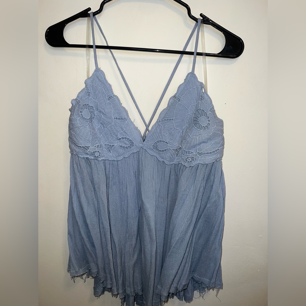 Blue Flowy Tank Top